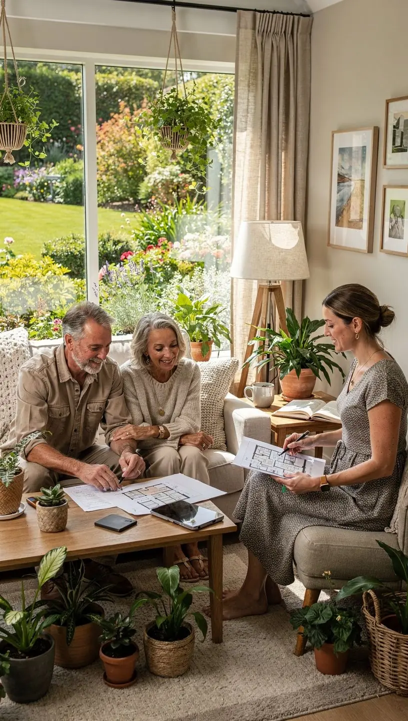 Nowoczesny salon z eleganckim wystrojem i minimalistycznymi meblami